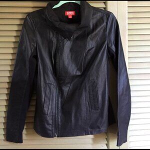 Black leather motorcycle style jacket